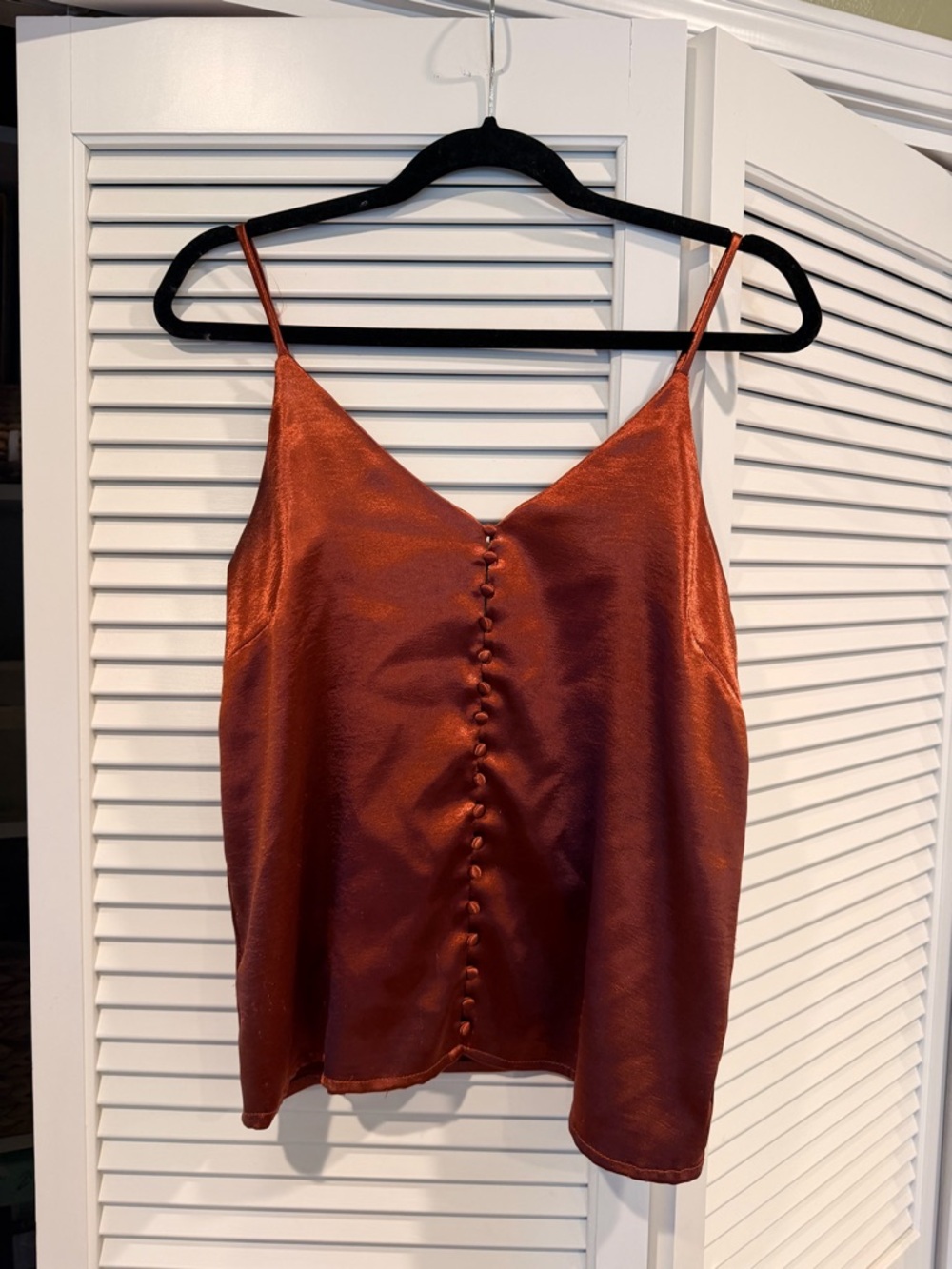 Lost + Wander Satin Spaghetti-Strap Cami in Rust Copper